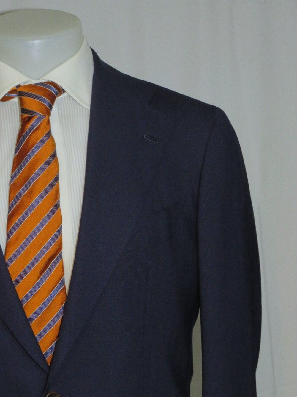 Orazio Luciano x The Armoury Blue Solid Custom Made Suit Two Button Suit 40